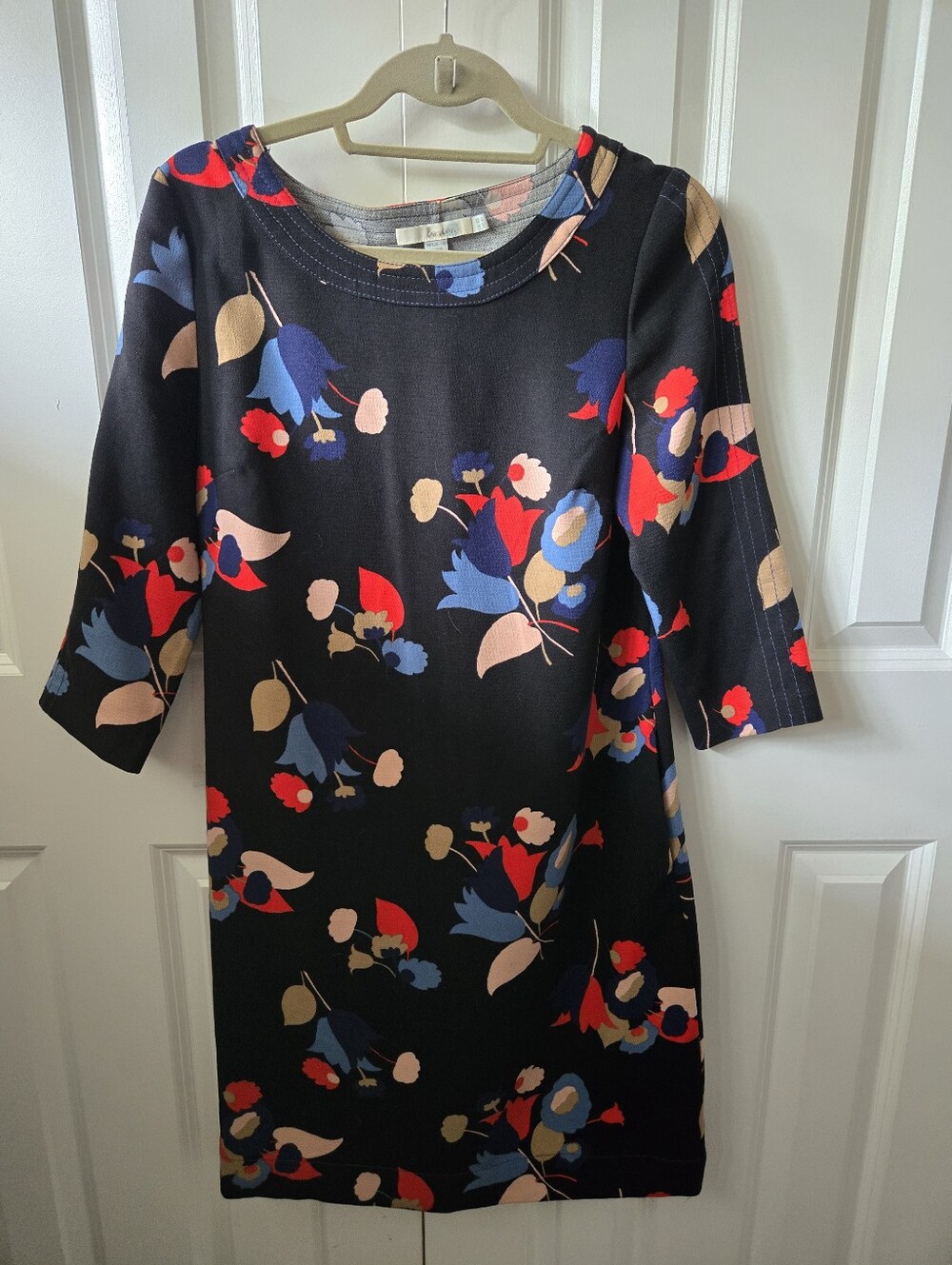 Boden Floral Print Ottoman Knit Shift Dress (US 6 Long)